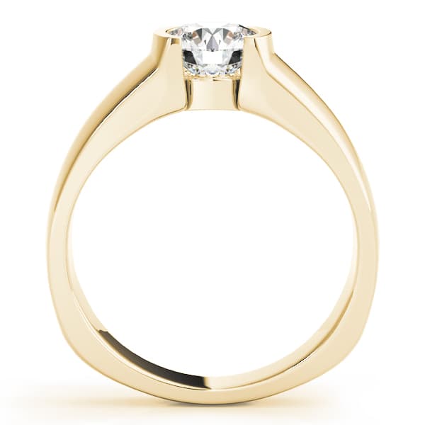Half Bezel Solitaire Engagement Ring, style 83242, Side view in yellow gold