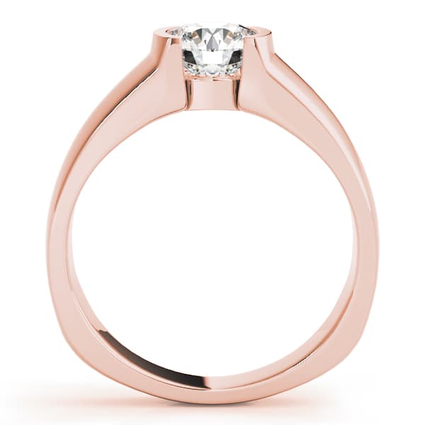 Half Bezel Solitaire Engagement Ring, style 83242, Side view in rose gold