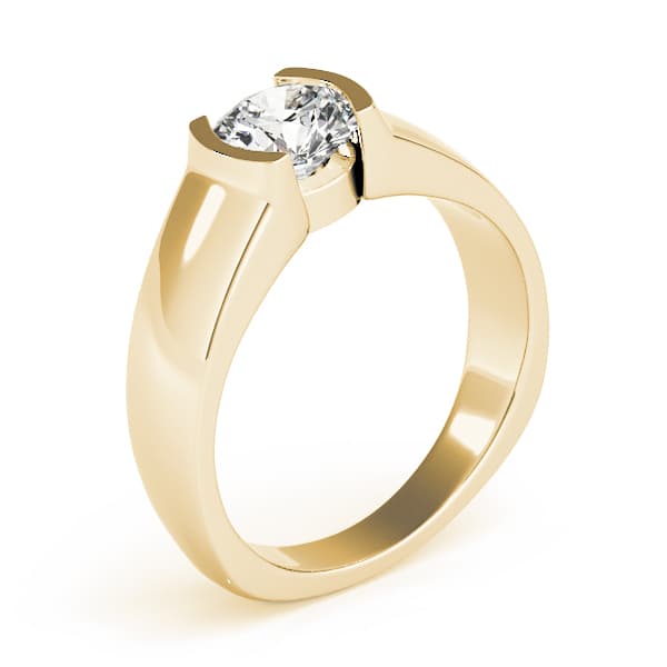 Half Bezel Solitaire Engagement Ring, style 83242, Top view in yellow gold