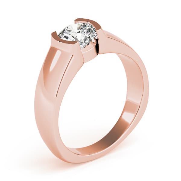 Half Bezel Solitaire Engagement Ring, style 83242, Top view in rose gold