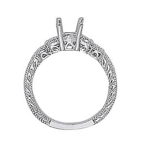 Oval Gemstone Ring (1/8 ct. tw.), Side view in white gold or platinum