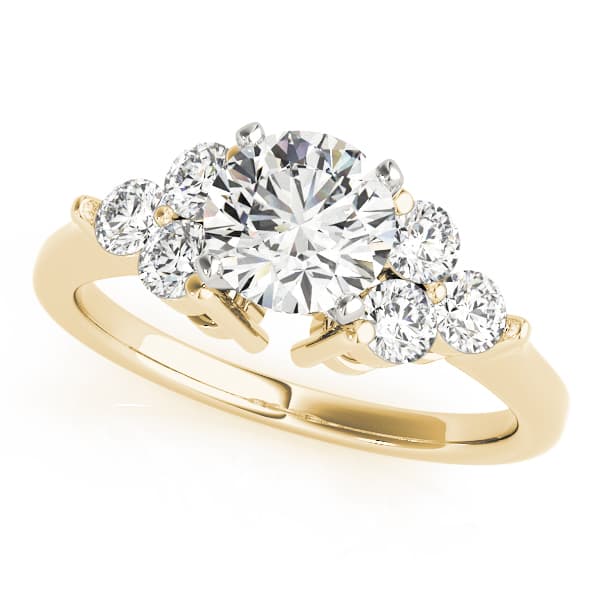 Cluster Sides Engagement Ring, style 83249, Front view in yellow gold
