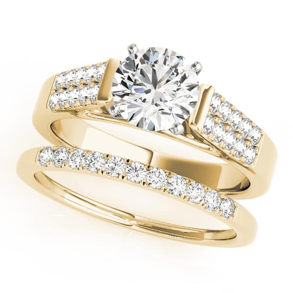 Pavé Engagement Ring, style 83250, On hand view in yellow gold