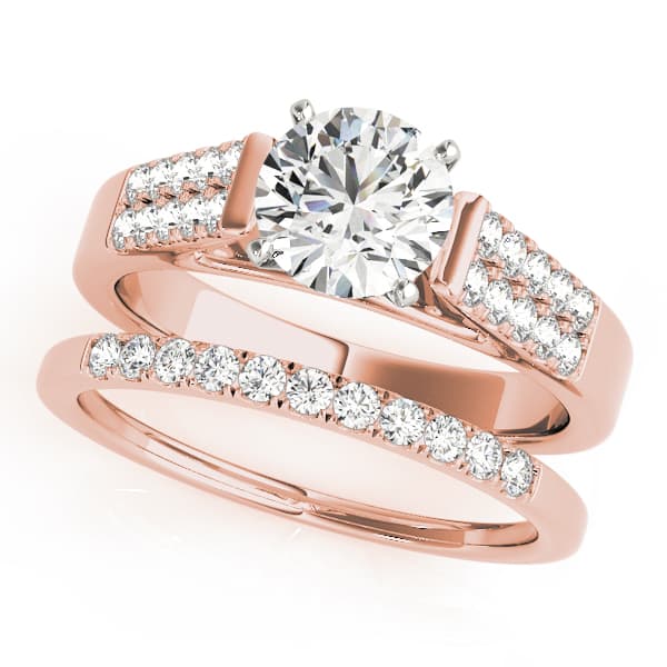 Pavé Engagement Ring, style 83250, On hand view in rose gold