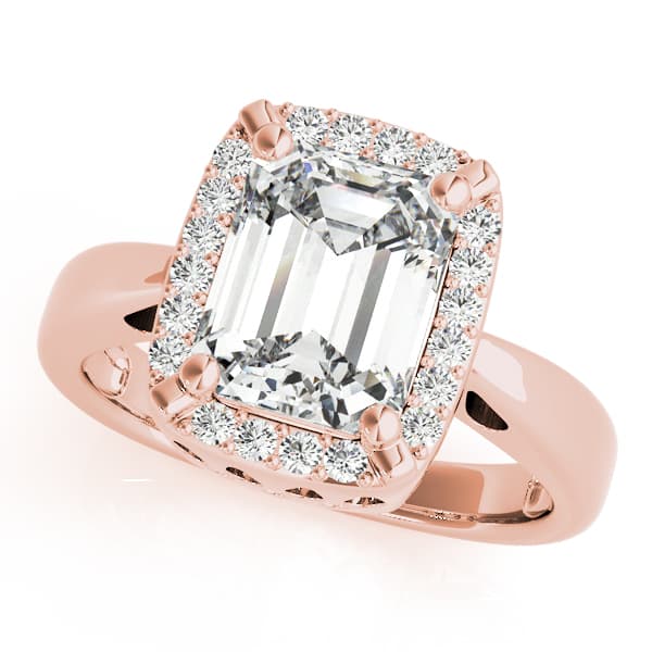 Emerald Gemstone Ring, style 83265, Front view in rose gold