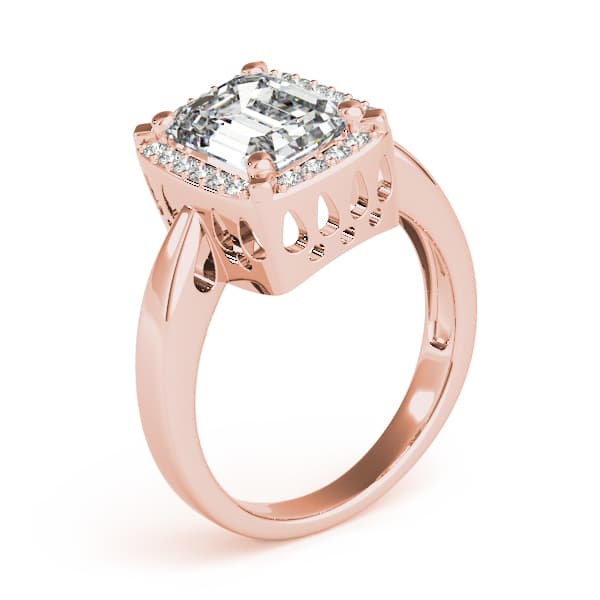 Emerald Gemstone Ring, style 83265, Angle view in rose gold