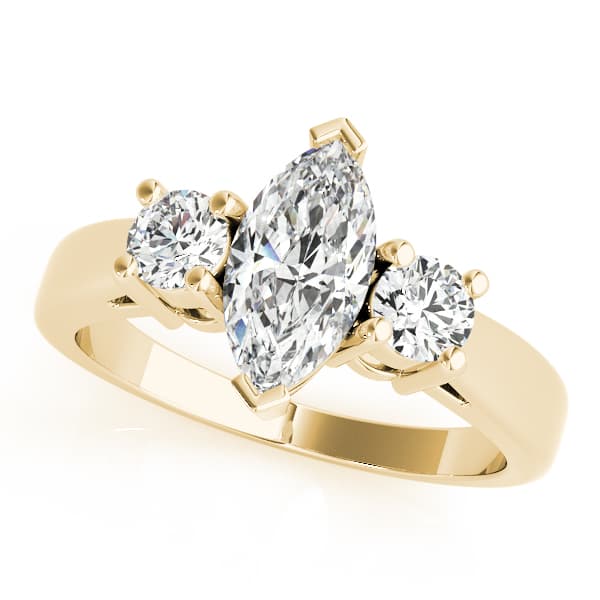 3-Stone Marquise Engagement Ring, style 83266, Front view in yellow gold