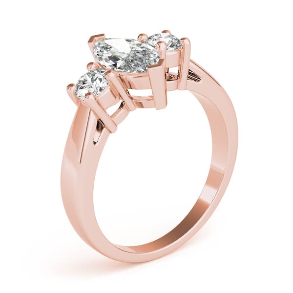 3-Stone Marquise Engagement Ring, style 83266, Angle view in rose gold