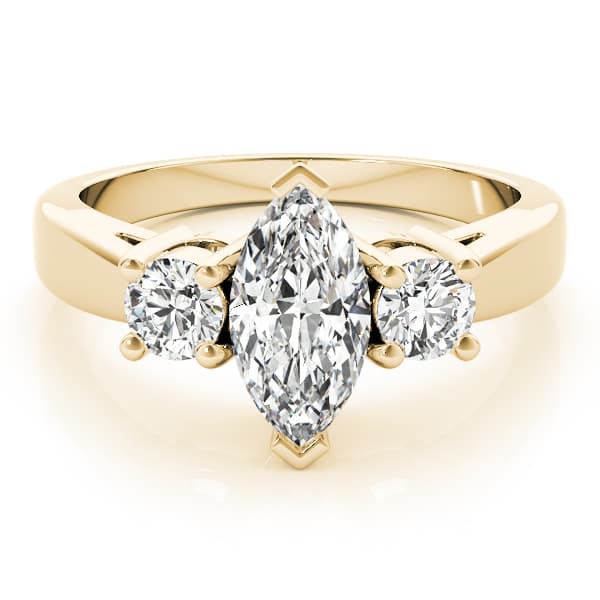 3-Stone Marquise Engagement Ring, style 83266, On hand view in yellow gold