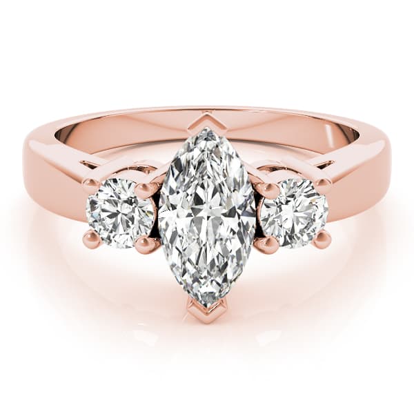 3-Stone Marquise Engagement Ring, style 83266, On hand view in rose gold