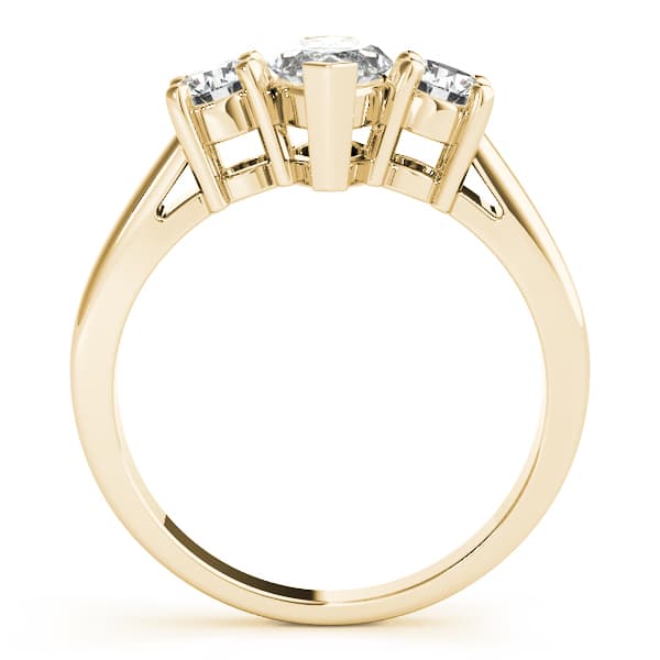 3-Stone Marquise Engagement Ring, style 83266, Side view in yellow gold