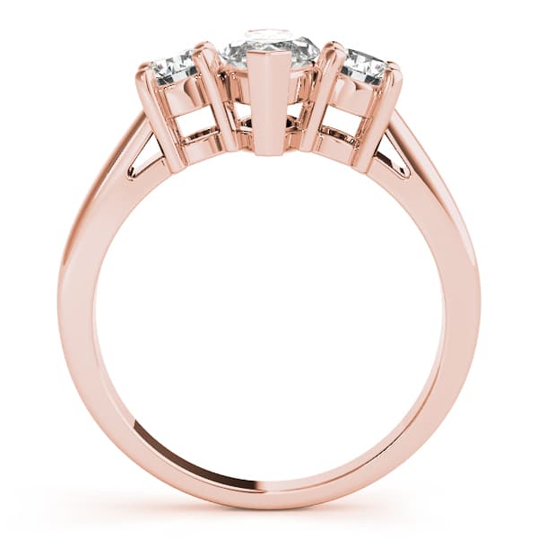3-Stone Marquise Engagement Ring, style 83266, Side view in rose gold
