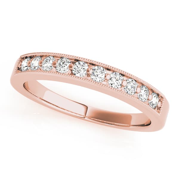 Channel Set Wedding Band (0.1 ct. tw.), Front view in rose gold