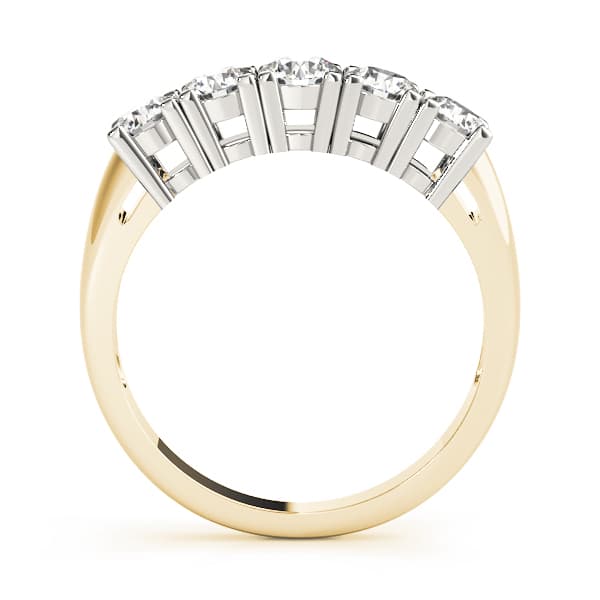 5-Stone Prong Set Wedding Bands (0.96 ct. tw.), Side view in yellow gold