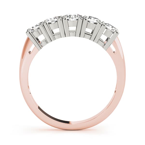 5-Stone Prong Set Wedding Bands (0.96 ct. tw.), Side view in rose gold