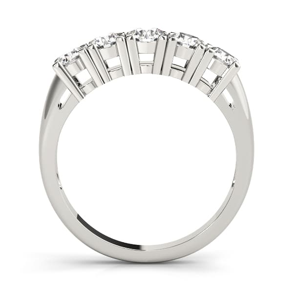 5-Stone Prong Set Wedding Bands (1/2 ct. tw.), Side view in white gold or platinum