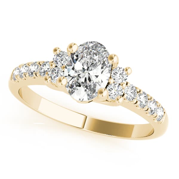 Single Row Oval Color Ring, style 83276, Front view in yellow gold
