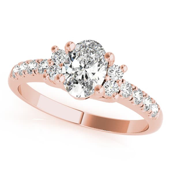 Single Row Oval Color Ring, style 83276, Front view in rose gold