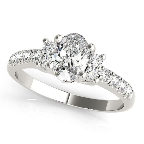 Single Row Oval Shape Color Ring — style 83276 in 10k White Gold