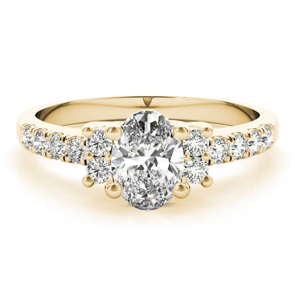 Single Row Oval Color Ring, style 83276, On hand view in yellow gold