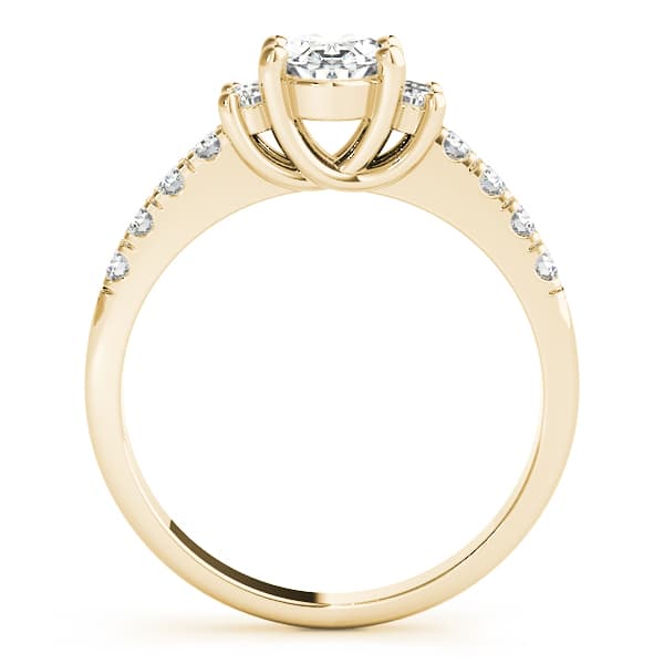 Single Row Oval Color Ring, style 83276, Side view in yellow gold