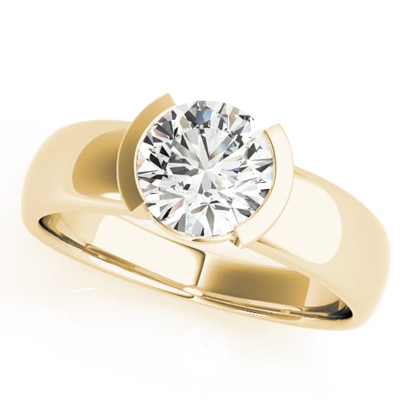Solitaire Round Engagement Ring, style 83277, Front view in yellow gold