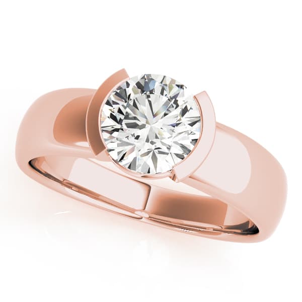 Solitaire Round Engagement Ring in Rose gold