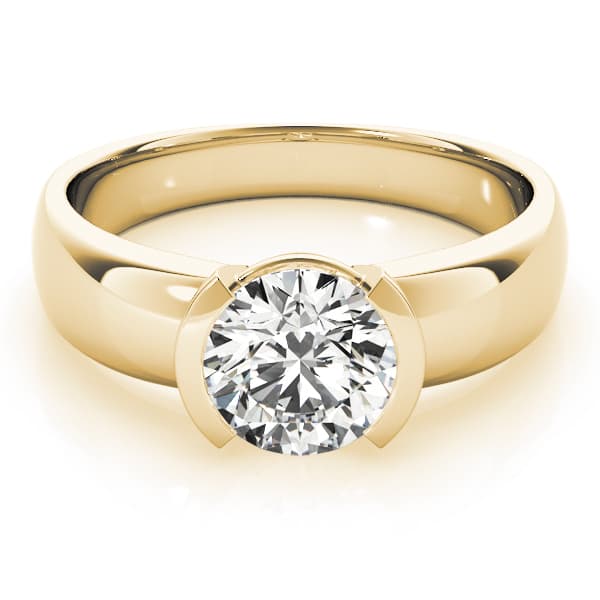 Solitaire Round Engagement Ring, style 83277, On hand view in yellow gold
