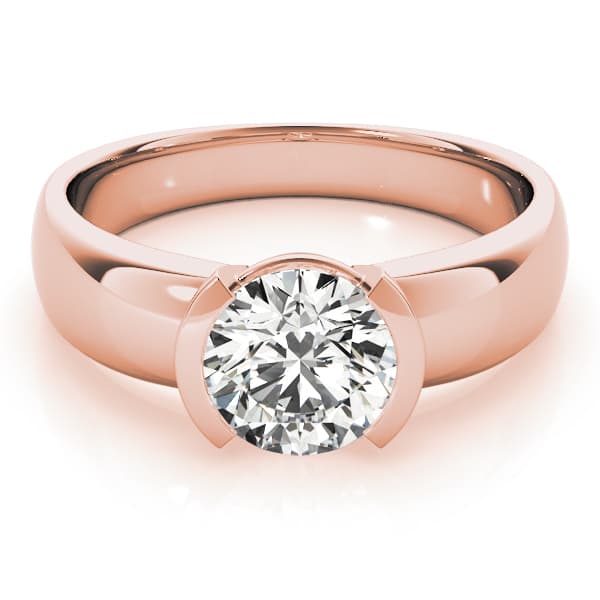 Solitaire Round Engagement Ring, style 83277, On hand view in rose gold