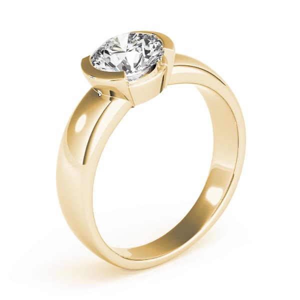 Solitaire Round Engagement Ring, style 83277, Top view in yellow gold