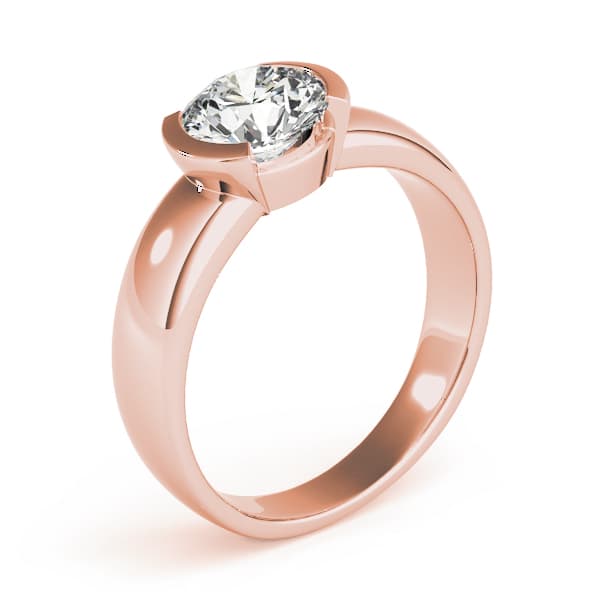 Solitaire Round Engagement Ring, style 83277, Top view in rose gold