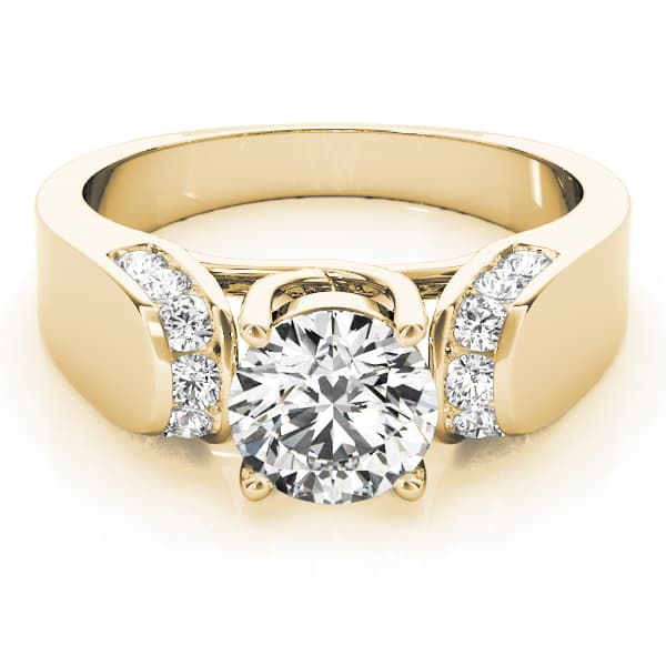 Solitaire Trellis Engagement Ring, style 83279, On hand view in yellow gold