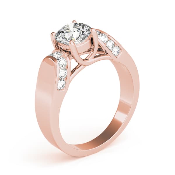 Solitaire Trellis Engagement Ring, style 83279, Top view in rose gold