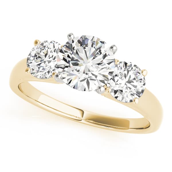 3-Stone Round Trellis Engagement Ring, style 83280, Front view in yellow gold