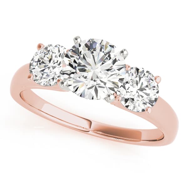3-Stone Round Trellis Engagement Ring, style 83280, Front view in rose gold