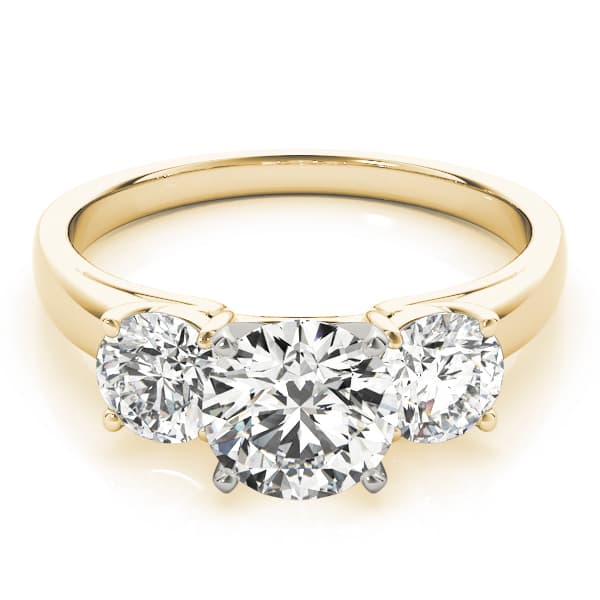 3-Stone Round Trellis Engagement Ring, style 83280, On hand view in yellow gold