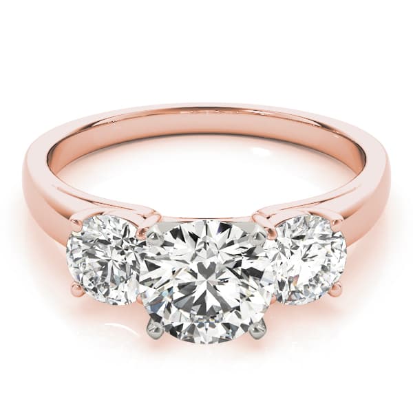 3-Stone Round Trellis Engagement Ring, style 83280, On hand view in rose gold