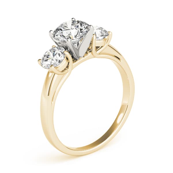 3-Stone Round Trellis Engagement Ring, style 83280, Top view in yellow gold