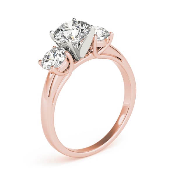 3-Stone Round Trellis Engagement Ring, style 83280, Top view in rose gold