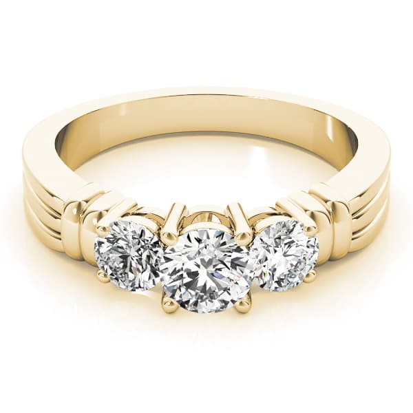 3-Stone Round Engagement Ring, style 83283, On hand view in yellow gold