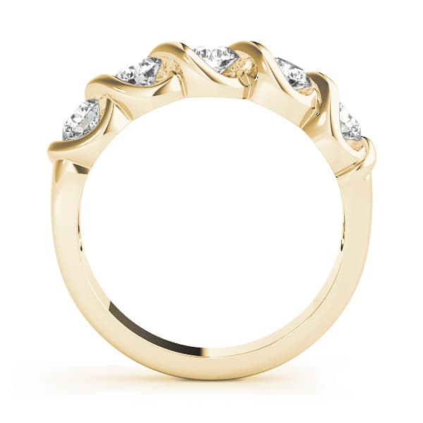 5-Stone Swirled Wedding Band (1 ct. tw.), Side view in yellow gold