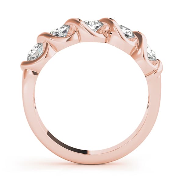 5-Stone Swirled Wedding Band (1 ct. tw.), Side view in rose gold