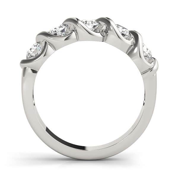 5-Stone Swirled Wedding Band (1/2 ct. tw.), Side view in white gold or platinum