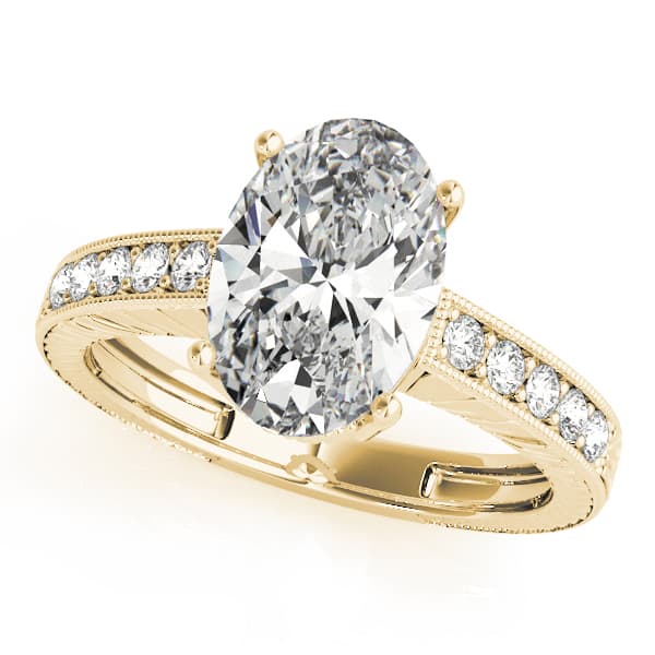 Vintage-Inspired Milgrain Engagement Ring, style 83285, Front view in yellow gold