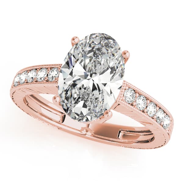 Vintage-Inspired Milgrain Engagement Ring, style 83285, Front view in rose gold