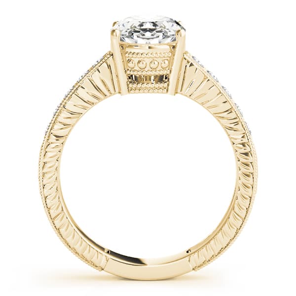 Vintage-Inspired Milgrain Engagement Ring, style 83285, Side view in yellow gold
