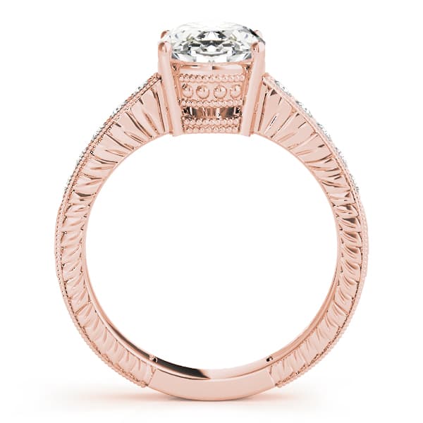 Vintage-Inspired Milgrain Engagement Ring, style 83285, Side view in rose gold