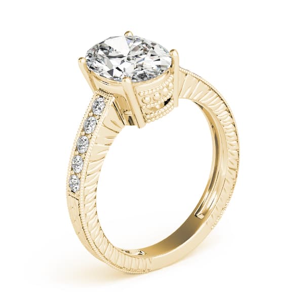 Vintage-Inspired Milgrain Engagement Ring, style 83285, Top view in yellow gold