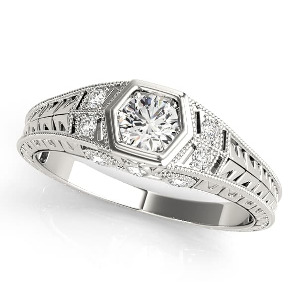 Vintage-Inspired Round Engagement Ring — style 83292 in 10k White Gold