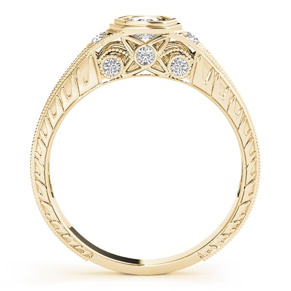 Vintage-Inspired Round Engagement Ring, style 83292, Side view in yellow gold